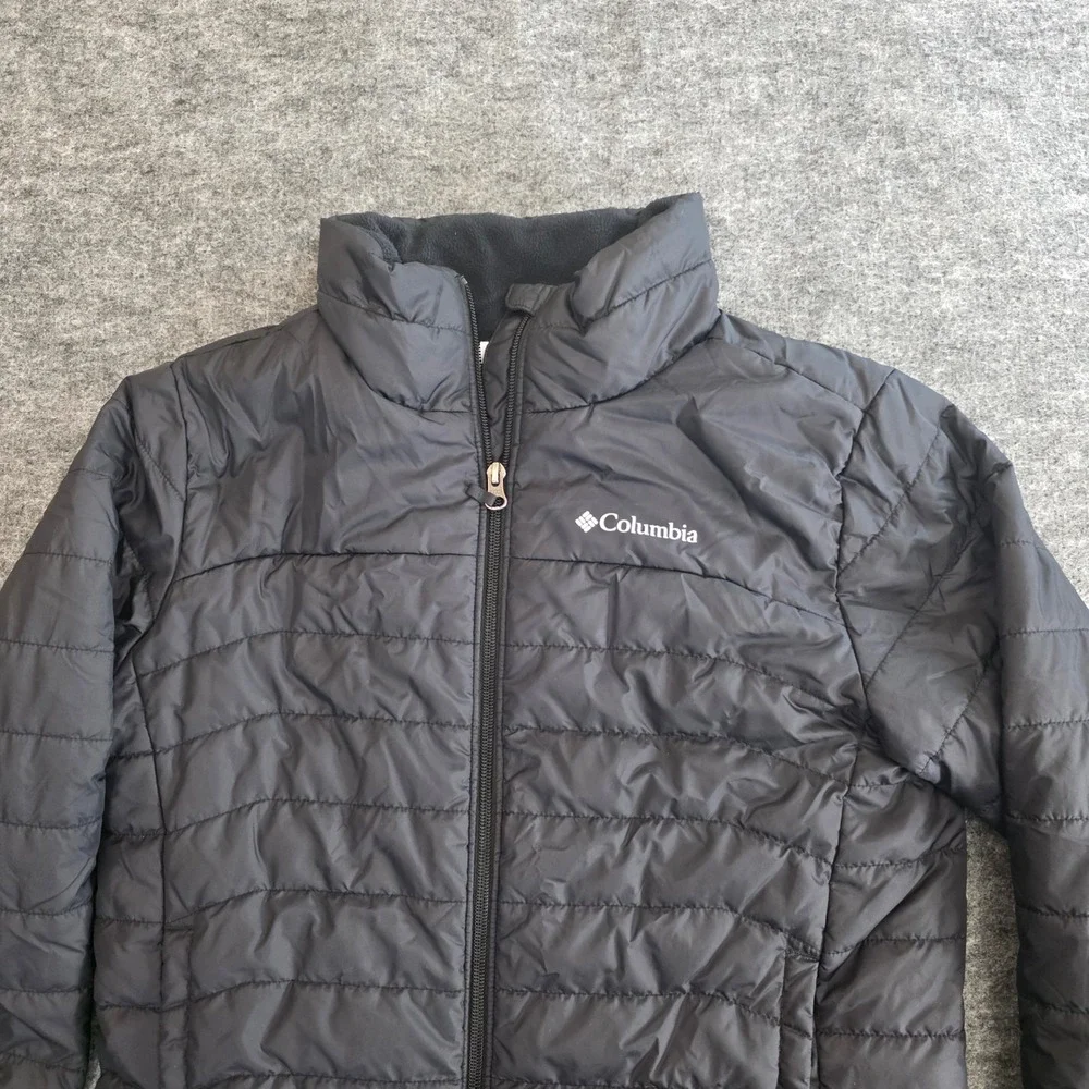 Columbia Puffer Jacket Unisex Kids‎ Size L 14/16 Black Insulated Full Zip Coat